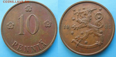 16.Разная инострань по фиксу - 16.72. -Финляндия 10 пенни 1935    166-к9-5102