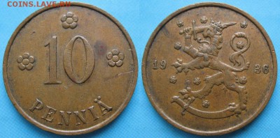16.Разная инострань по фиксу - 16.73. -Финляндия 10 пенни 1936    5032
