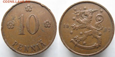 16.Разная инострань по фиксу - 16.75. -Финляндия 10 пенни 1937