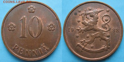 16.Разная инострань по фиксу - 16.76. -Финляндия 10 пенни 1938    5021