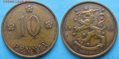 16.Разная инострань по фиксу - 16.77. -Финляндия 10 пенни 1939    5031
