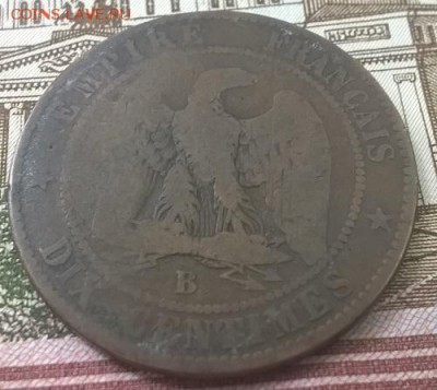 Франция 10 сантимов, 1855 В - WP_20161212_009