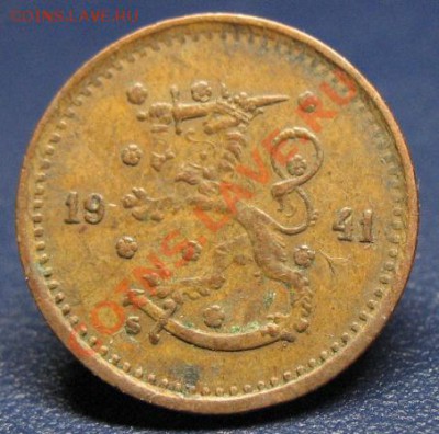Монеты Финляндии после 1917 года. - финл 1941-50-знак вверху