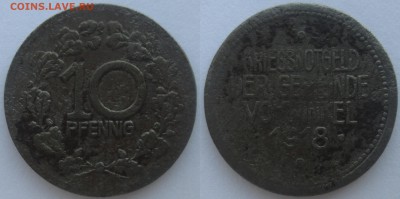 Нотгельды Германии. Обзорная тема. - 10 пф. 1918г. Фовинкель