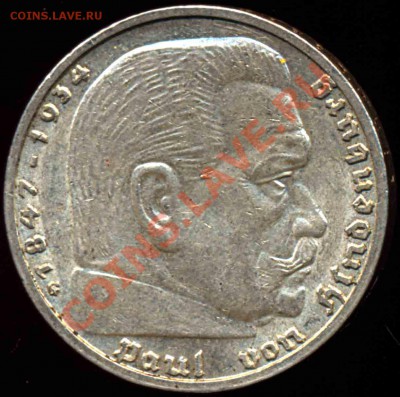 5 Марок 1939 года-G-Серебро-Рейх-29 - 29-3