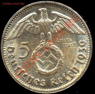 5 Марок 1939 года-G-Серебро-Рейх-29 - 29-4