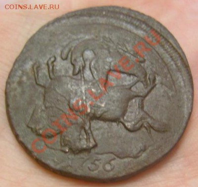2 коп. 1758г. перечекан с облачной копейки 1756г. На оценку. - 2 КОП РЕВЕРС 1758Г. 1.JPG