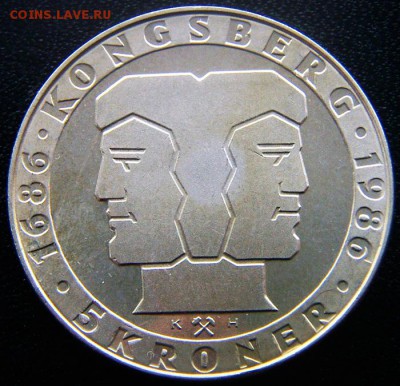 Норвегия_5 крон 1986 "300 лет монетному двору"; 15.12_22.11м - 12898