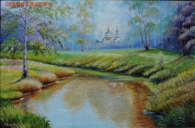 КАРТИНА большая,холст,масло "Недалеко от старого храма" - DSCN4216