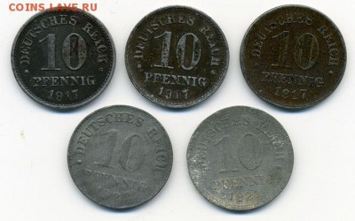10 пфеннигов - реверс. - Германия-10пфеннигов_5шт_р