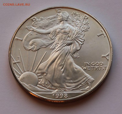 США. 1 доллар ШАГАЮЩАЯ СВОБОДА 1998. СЕРЕБРО, 31,1 - унция. - 4