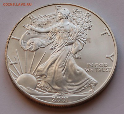 США. 1 доллар ШАГАЮЩАЯ СВОБОДА 2001. СЕРЕБРО, 31,1 - унция. - 4