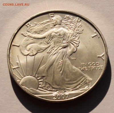 США. 1 доллар ШАГАЮЩАЯ СВОБОДА 2007. СЕРЕБРО, 31,1 - унция. - 2