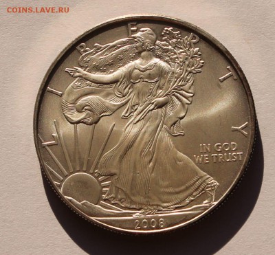 США. 1 доллар ШАГАЮЩАЯ СВОБОДА 2008. СЕРЕБРО, 31,1 - унция. - 1