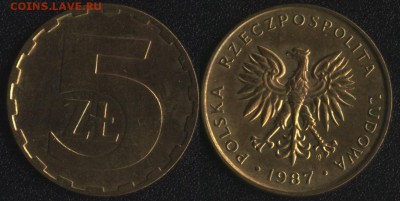Польша 5 злотых 1987 до 22:00мск 23.12.16 - Польша 5 злотых 1987