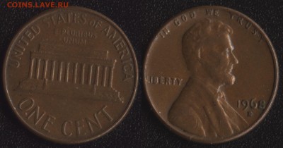 США 1 цент 1968D до 22:00мск 23.12.16 - США 1 цент 1968D =15