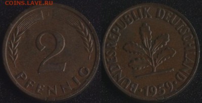 ФРГ 2 пфеннига 1959 до 22:00мск 23.12.16 - ФРГ 2 пфеннига 1959