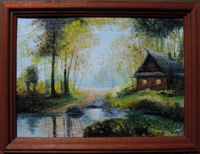 КАРТИНА  красивая! "Заимка у лесного ручья" холст,масло. - DSCN4269