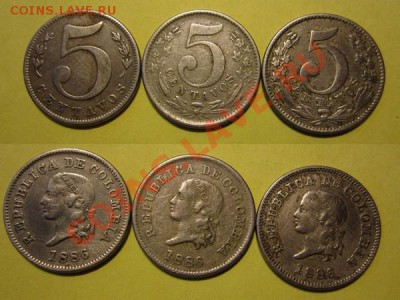 Колумбия 5 сентавос 1886г. Остатки! - 1886