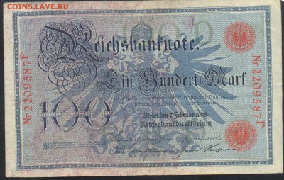 Германия 100 марок 1908 г. 21.12.16 г. 22 -00 МСК. - 100 м. 1908 1