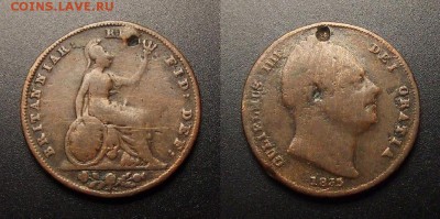 МОНЕТЫ МИРА 11-16 - Великобритания – 1 фартинг (1835) «Вильгельм IV» (с отв.)