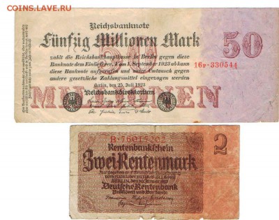 50 миллионов марок 1923+2 марки 1937 Германия до 27.12.16 - герм2