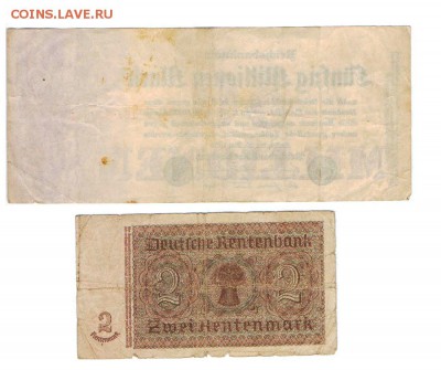 50 миллионов марок 1923+2 марки 1937 Германия до 27.12.16 - герм2 2