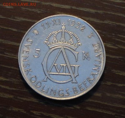 ШВЕЦИЯ - ЮБИЛЕЙ КОРОЛЯ до 30.12, 22.00 - Швеция 5 крон густав адольф крупная