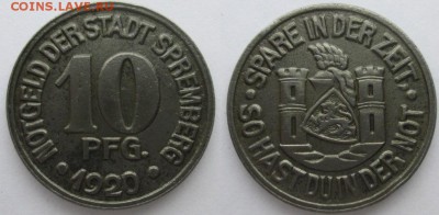 Нотгельды Германии. Обзорная тема. - 10 пф. 1920г. Шпремберг.JPG