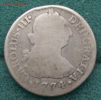 2 реала 1774 г. Карлос 3,Испания Оконч. 30.12.2016 г. 22 час - ф16 1774 г.