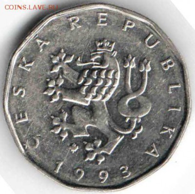 Чехия. 2 кроны 1993 г. в 24.00 02.01.17 г. - ИНОЗ7
