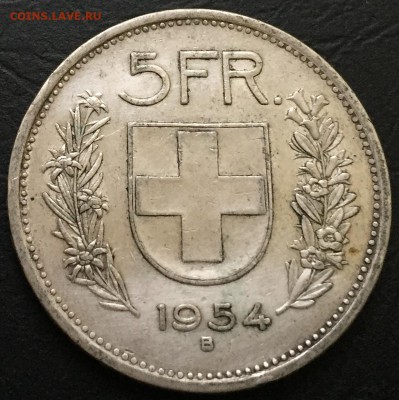 5 франков 1954 Швейцария Ag. 5.01.17 22:00 - image-29-12-17-04-11-4