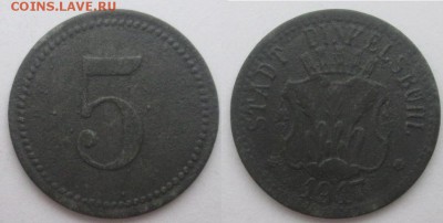 Нотгельды Германии. Обзорная тема. - 5 пф. 1917г. Динкельсбюль, цинк.JPG