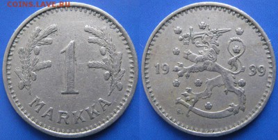 17.Разная инострань по фиксу - 17.40. -Финляндия 1 марка 1939    160-ак2-3681