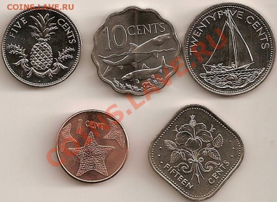 Багамы, набор монет - 5 шт. до 16.01.11...21.00. - багамы 001