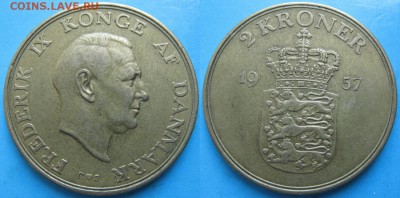 Дания 2 кроны 1957: до 09-01-17 в 22:00 - Дания 2 кроны 1957    166-н8-3501
