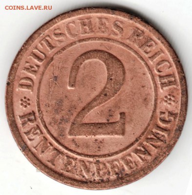 Германия. 2 рентенпфеннига 1923 г. G до 24.00 11.01.17 г - Scan-170104-0026