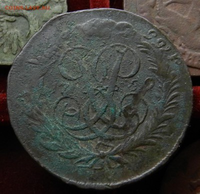 2 копейки 1759 - перечекан из копейки облачной 1755 СПБ - DSCN5348