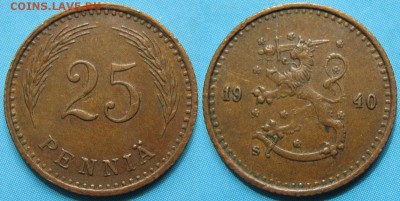 18.Разная инострань по фиксу - 18.7. -Финляндия 25 пенни 1940   164-19-3437