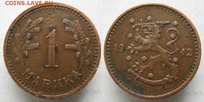 18.Разная инострань по фиксу - 18.18. -Финляндия 1 марка 1942    546