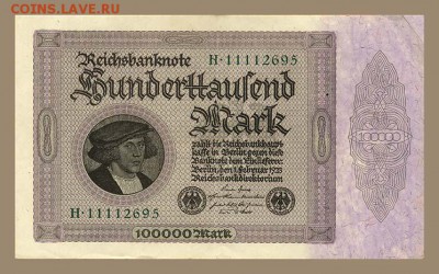 Германия 100000 марок 1923 - Германия-100000марок-1923_лицо