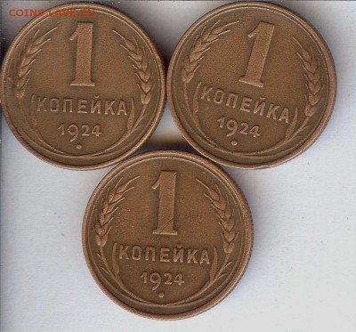 Копейки 1924 г.( 3 шт ) До 9.01.17 в 22- 00 по мск - 023