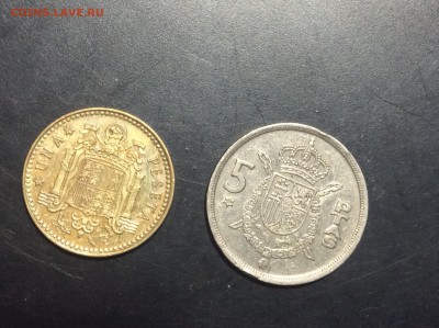 Испания 1 и 5 песет 1975 г - image