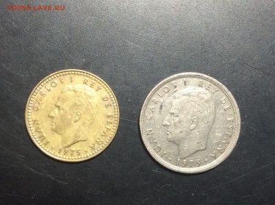 Испания 1 и 5 песет 1975 г - image