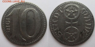 Нотгельды Германии. Обзорная тема. - 10 пф. 1918г. Майнц, железо.JPG