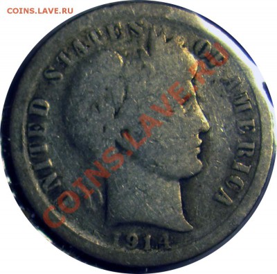 L82 10¢ США Barber Dime 1914 VG до 22.01 в 22°° - L82 Dime1914 VG_1