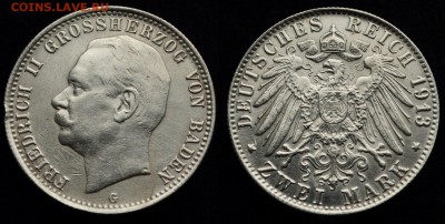 ФИКС - таллеры, марки и др. Германия - Баден_2марки1913