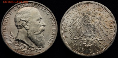 ФИКС - таллеры, марки и др. Германия - Баден_5марок1902