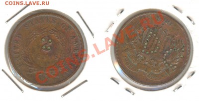 2 цента 1864 надчекан - 2