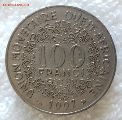 ЗАПАДНОАФРИКАНСКИЙ СОЮЗ 100 франков 1997 до 18 янв 22-00 мск - ЗАПАДНОАФРИКАНСКИЙ СОЮЗ 100 франков 1997 20170113_151524